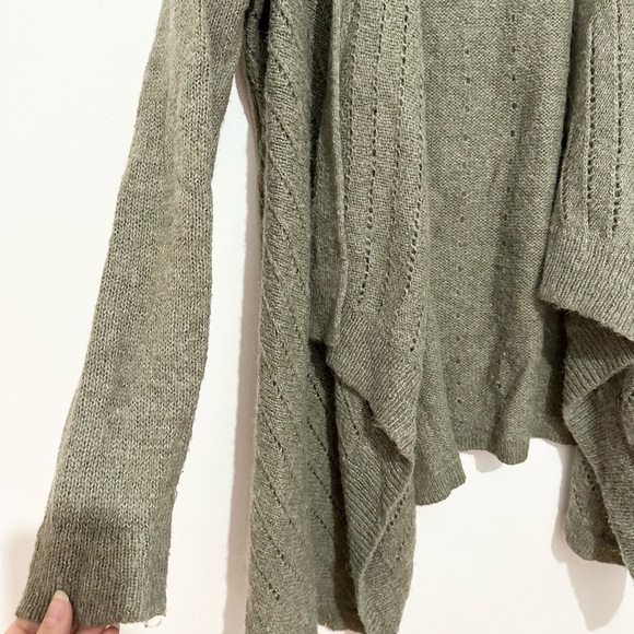 Lou & Grey open front knit green cardigan sweater waterfall alpaca wool blend - Picture 2 of 5